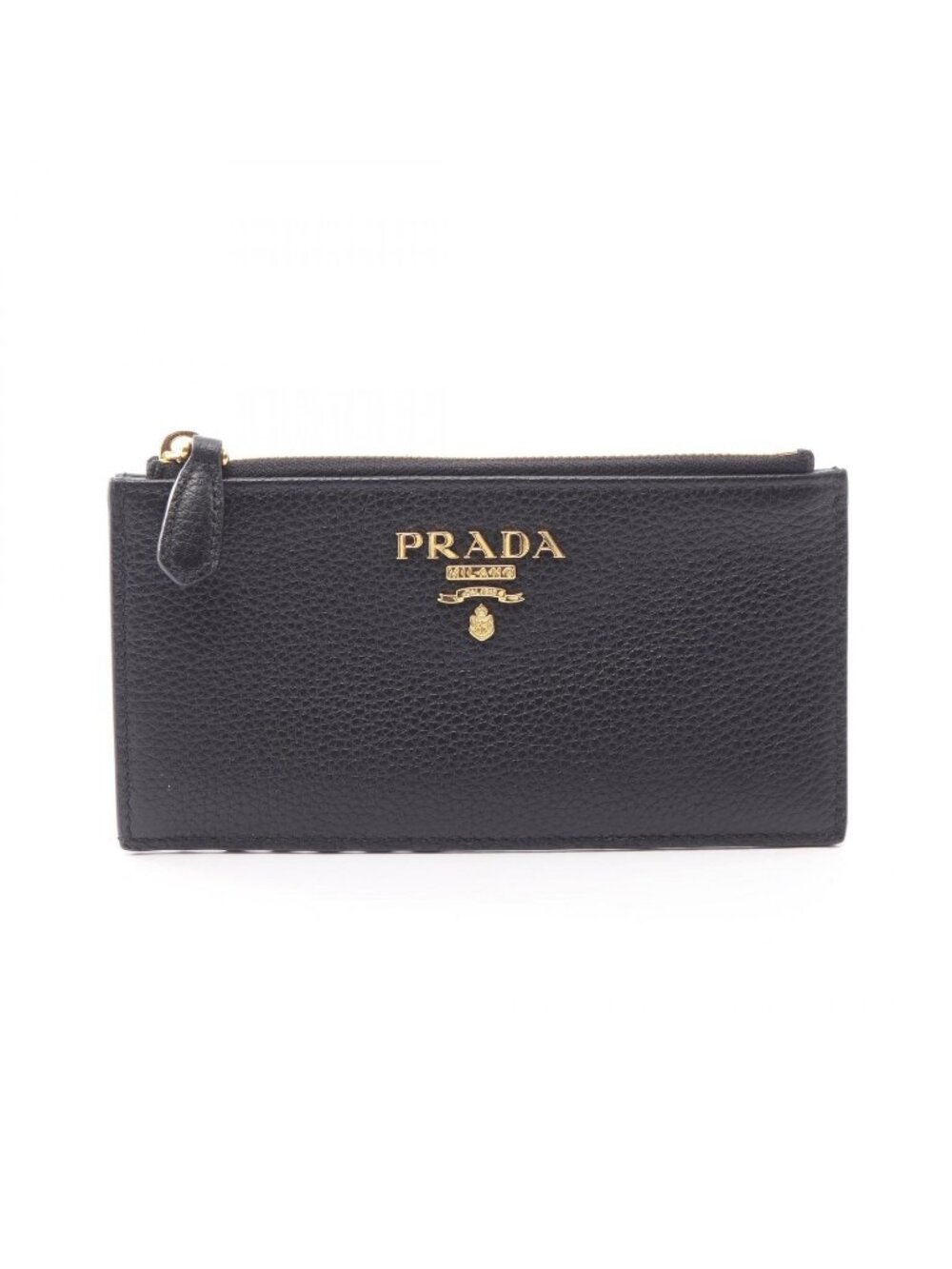 Prada Card Case Black Leather Coin Holder